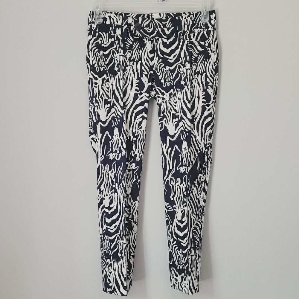 Lilly Pulitzer Navy & White Printed Pants Size 0